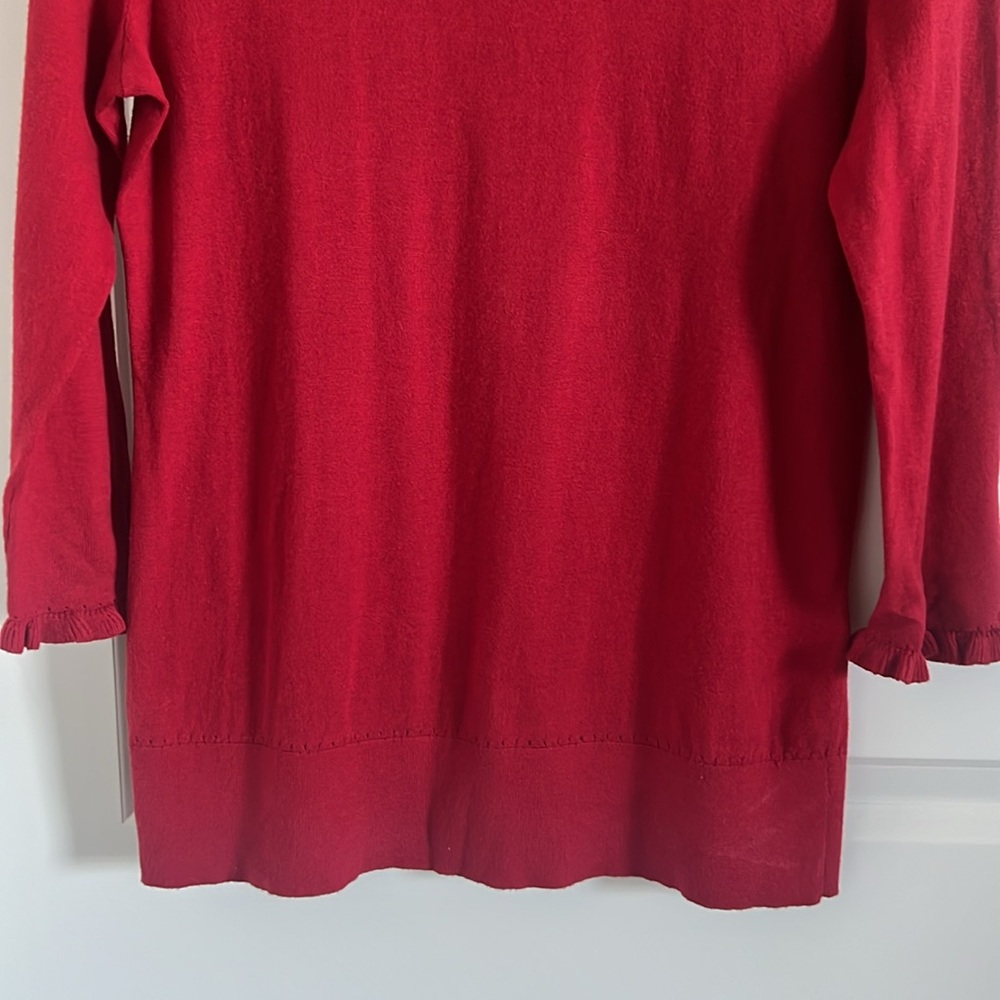 kate spade Red Ruffle Trim Crewneck Sweater - Picture 4 of 8